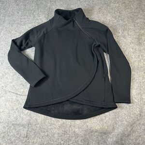 Athleta Womens Medium Sweatshirt Cozy Karma Asymmetrical Pullover Athletic Black